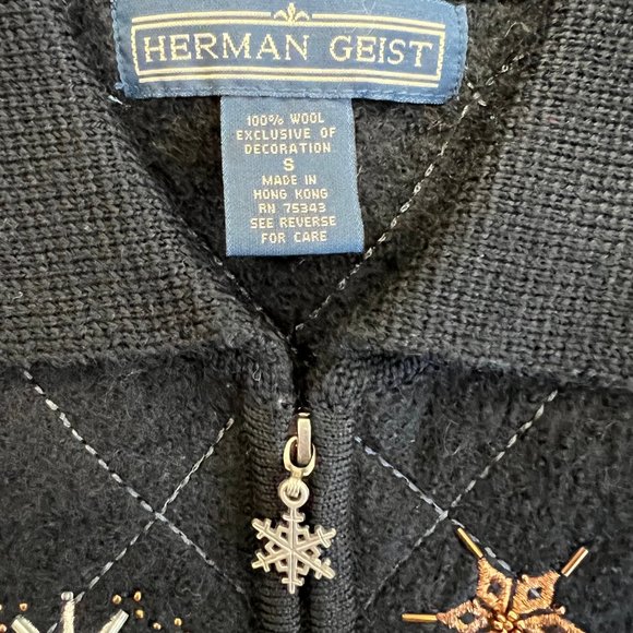 🎉HP🎉 Herman Geist Hand Beaded Snowflake Wool Jacket - Picture 7 of 11